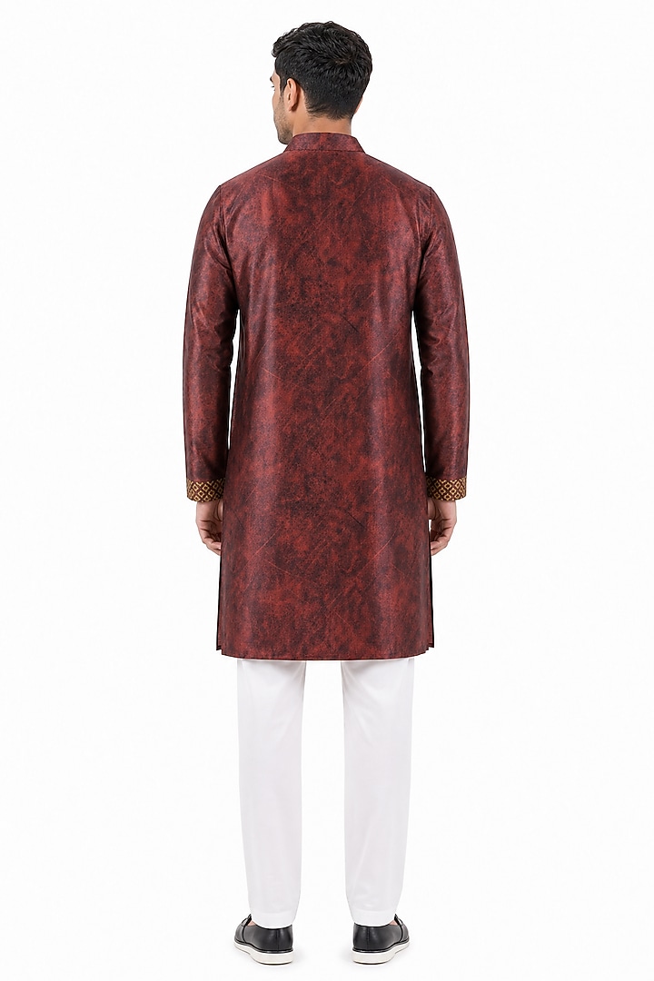 Maroon Banarasi Silk Chanderi Kurta by Raw & Rustic by Niti Bothra at Pernia's Pop Up Shop