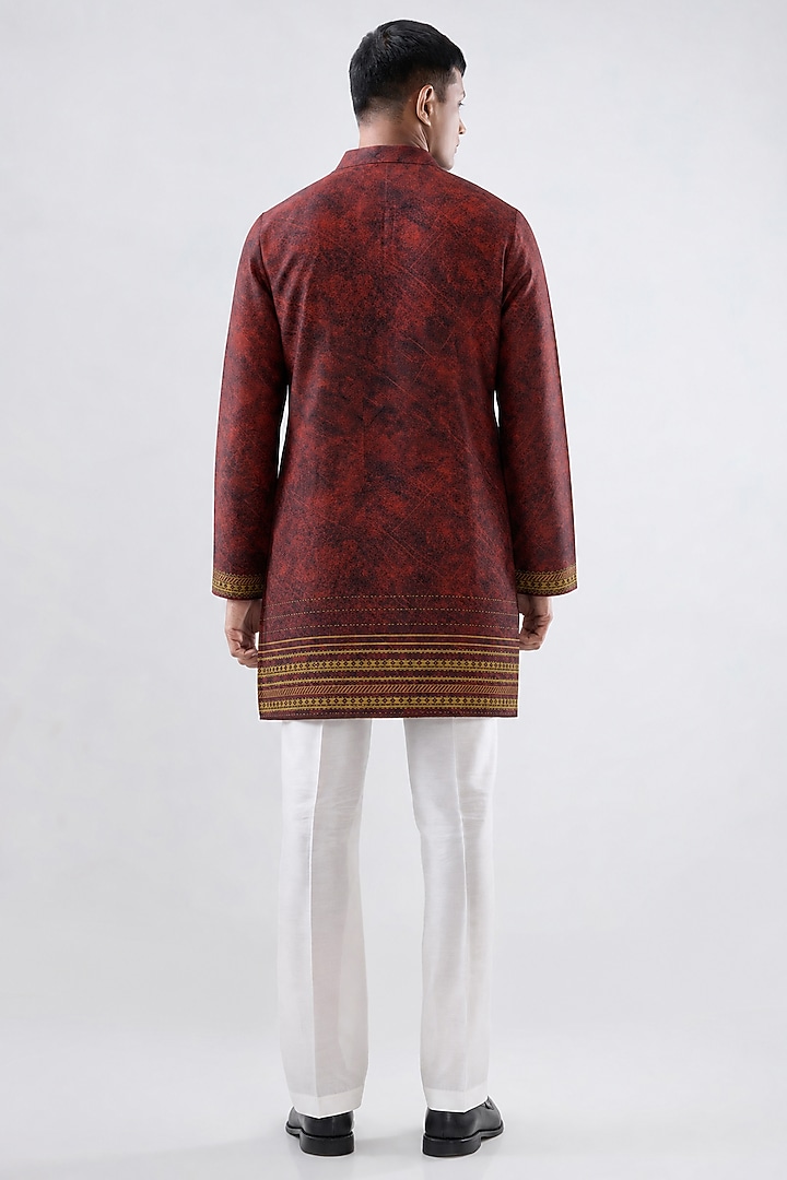 Maroon Banarasi Silk Chanderi Kurta by Raw & Rustic by Niti Bothra at Pernia's Pop Up Shop