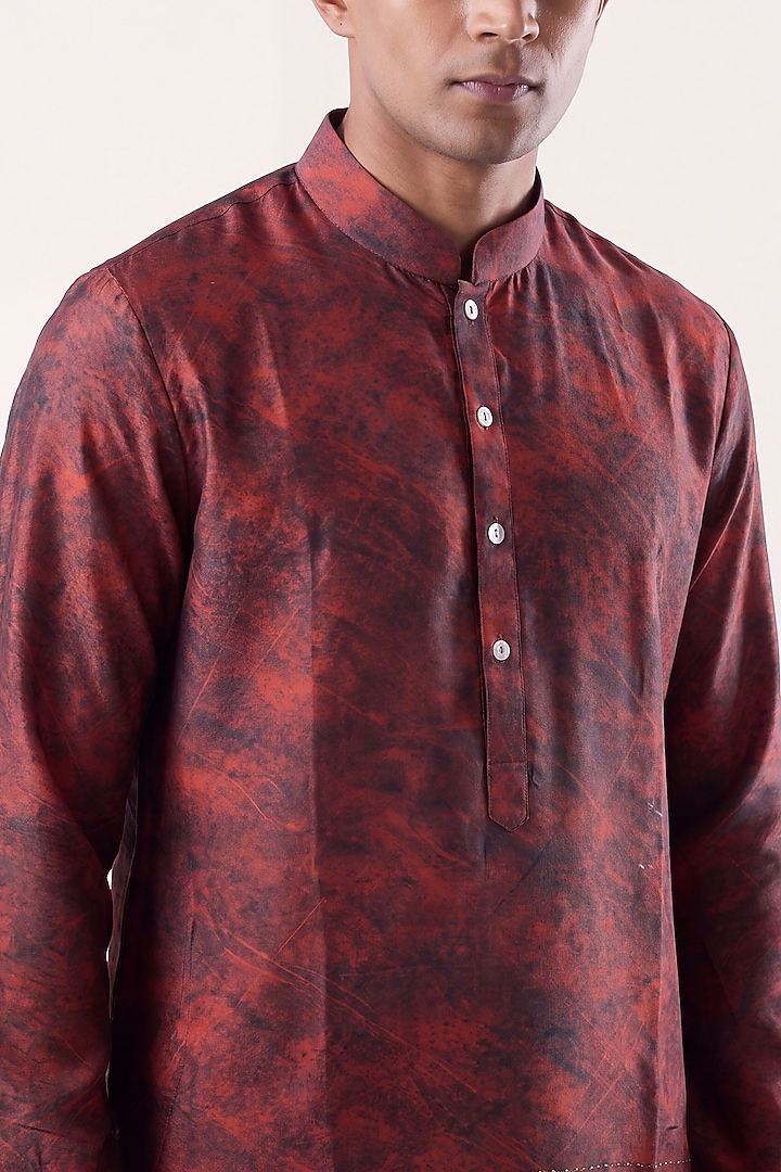 Maroon Banarasi Silk Chanderi Kurta by Raw & Rustic by Niti Bothra at Pernia's Pop Up Shop