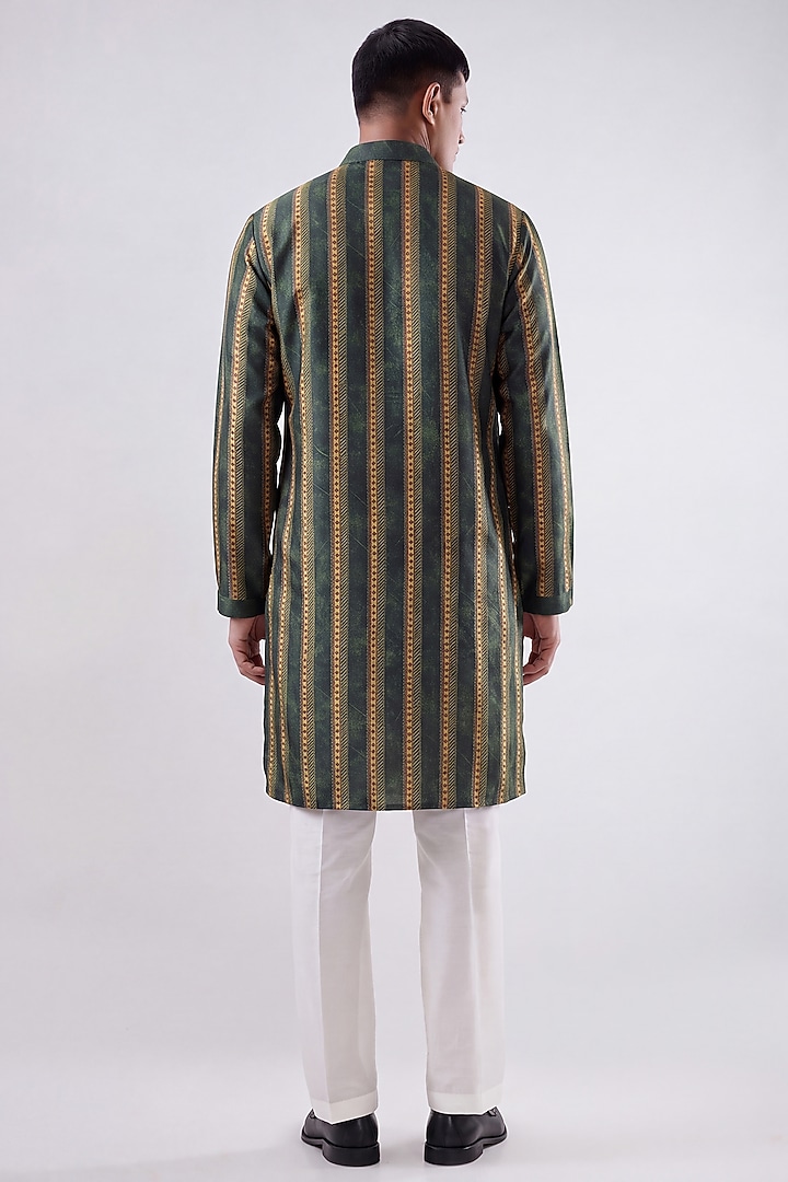 Olive Green Banarasi Silk Chanderi Kurta by Raw & Rustic by Niti Bothra at Pernia's Pop Up Shop