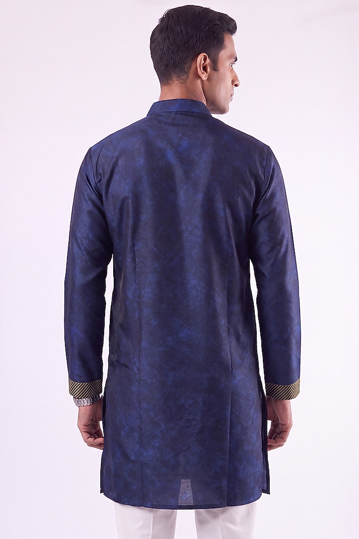 Blue Banarasi Silk Chanderi Kurta by Raw & Rustic by Niti Bothra at Pernia's Pop Up Shop