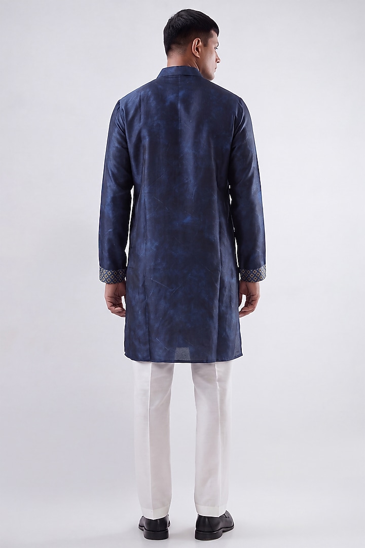 Blue Banarasi Silk Chanderi Kurta by Raw & Rustic by Niti Bothra at Pernia's Pop Up Shop