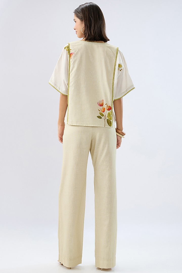 Ivory Linen Cotton Floral Printed Co-Ord Set by Raw & Rustic by Niti Bothra at Pernia's Pop Up Shop