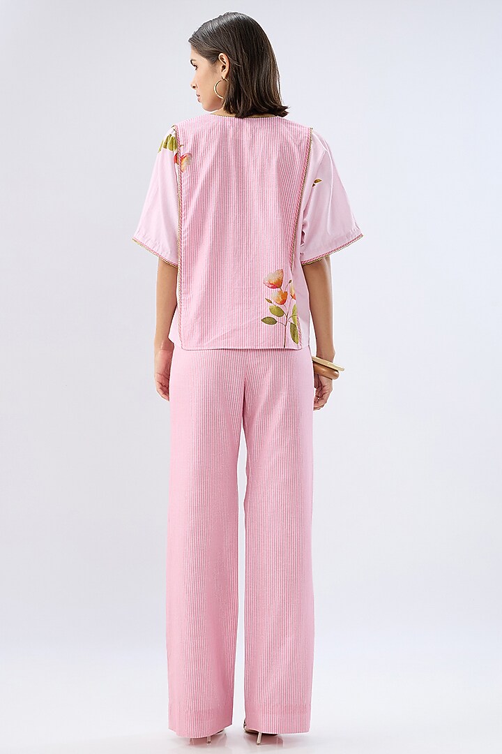 Pink Linen Cotton Floral Printed Co-Ord Set by Raw & Rustic by Niti Bothra at Pernia's Pop Up Shop