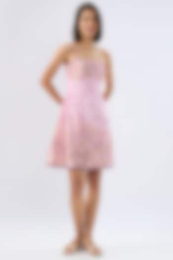 Pink Linen Cotton Floral Printed Mini Summer Dress by Raw & Rustic by Niti Bothra at Pernia's Pop Up Shop