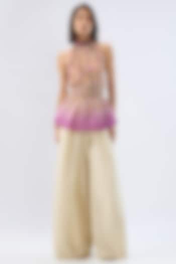 Ivory Organza & Silk Tencel Embroidered Co-Ord Set by Raw & Rustic by Niti Bothra at Pernia's Pop Up Shop