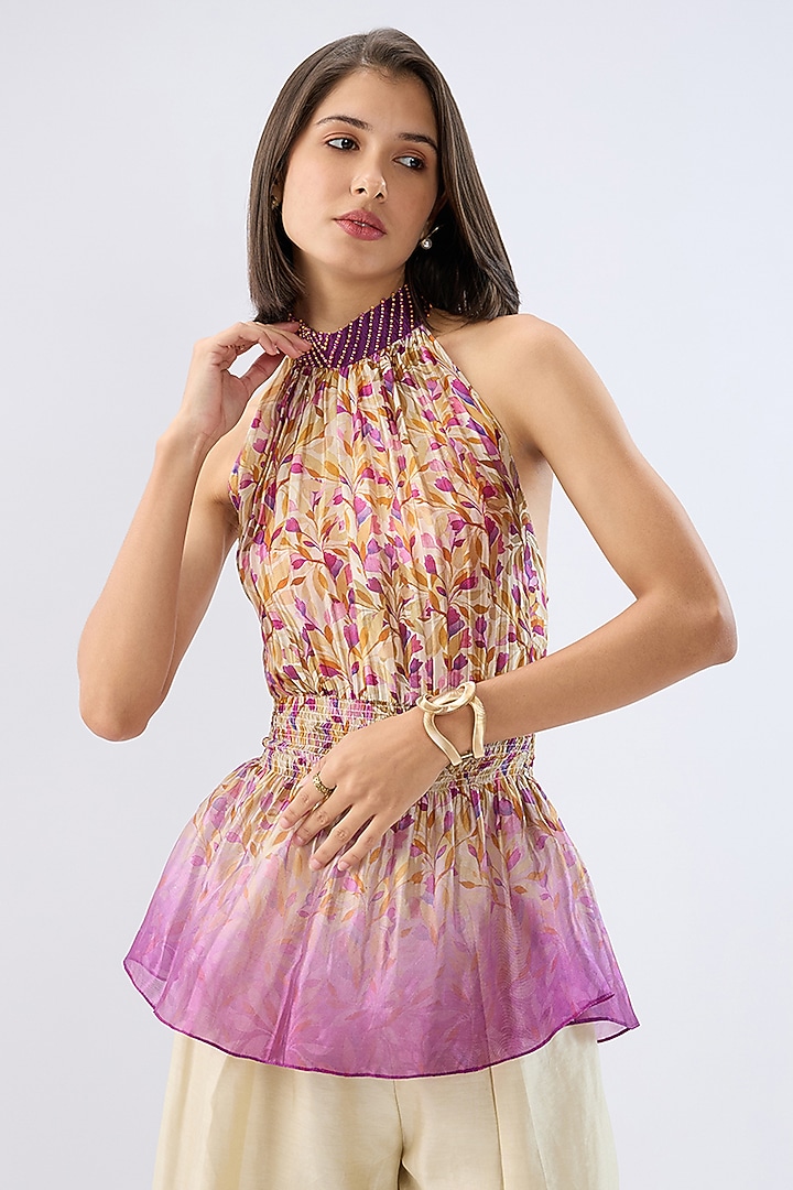 Ivory Organza & Silk Tencel Embroidered Co-Ord Set by Raw & Rustic by Niti Bothra at Pernia's Pop Up Shop