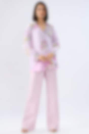 Periwinkle Silk Tencel Floral Printed Co-Ord Set by Raw & Rustic by Niti Bothra at Pernia's Pop Up Shop