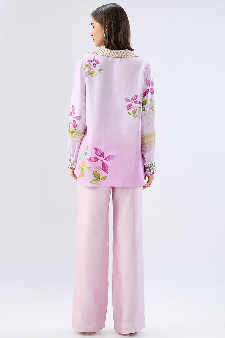 Periwinkle Silk Tencel Floral Printed Co-Ord Set by Raw & Rustic by Niti Bothra at Pernia's Pop Up Shop