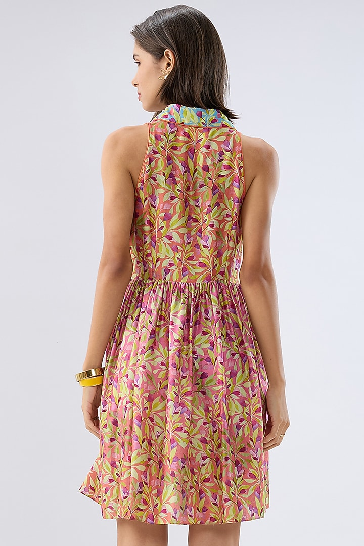 Multi-Colored Silk Tencel Floral Printed Mini Summer Dress by Raw & Rustic by Niti Bothra at Pernia's Pop Up Shop