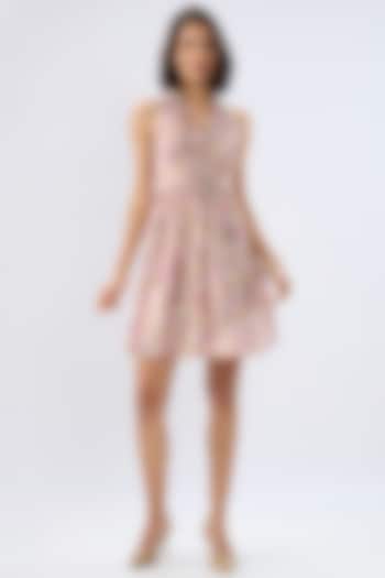 Ivory Silk Tencel Floral Printed Mini Summer Dress by Raw & Rustic by Niti Bothra at Pernia's Pop Up Shop