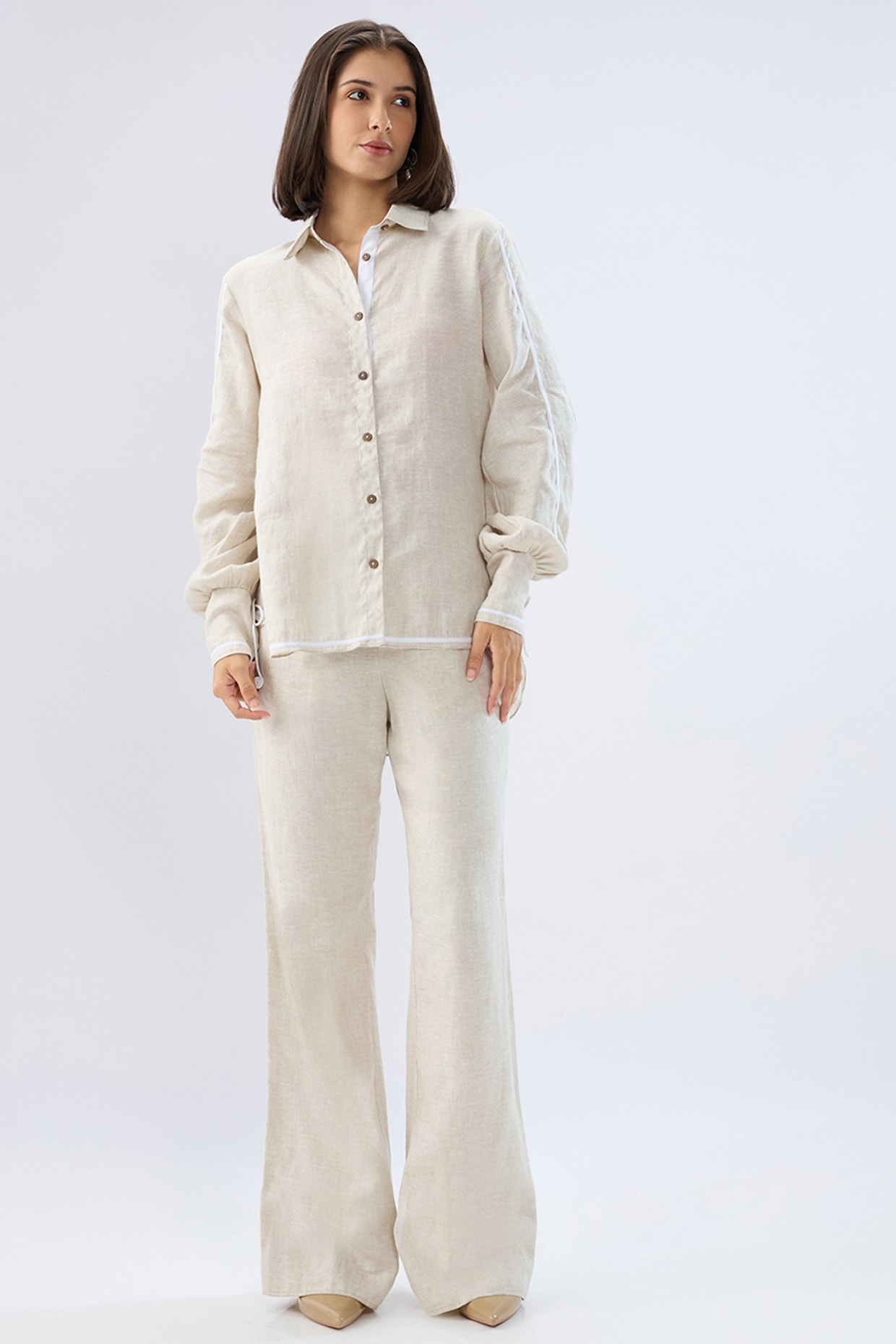 Raw & Rustic by Niti Bothra Beige Linen Co-Ord Set