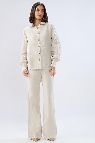 Beige Linen Co-Ord Set by Raw & Rustic by Niti Bothra