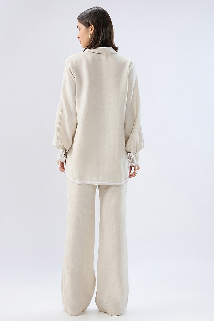 Beige Linen Co-Ord Set by Raw & Rustic by Niti Bothra at Pernia's Pop Up Shop