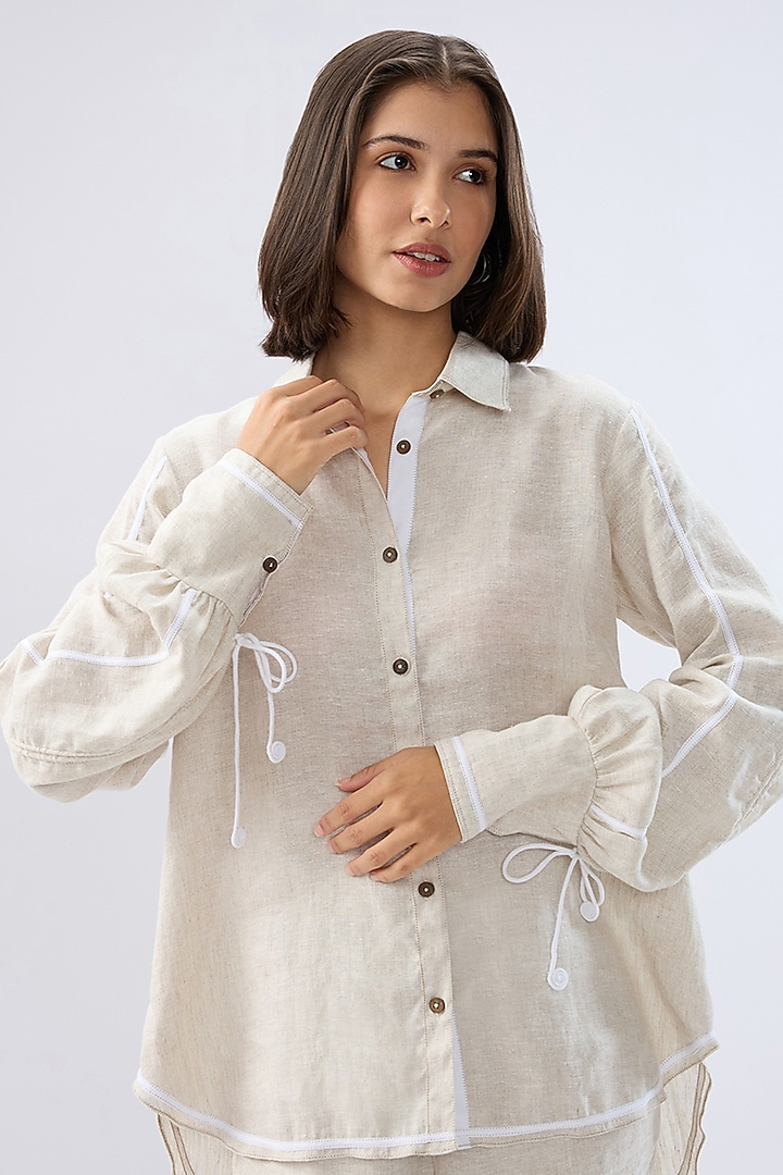 Beige Linen Co-Ord Set by Raw & Rustic by Niti Bothra at Pernia's Pop Up Shop