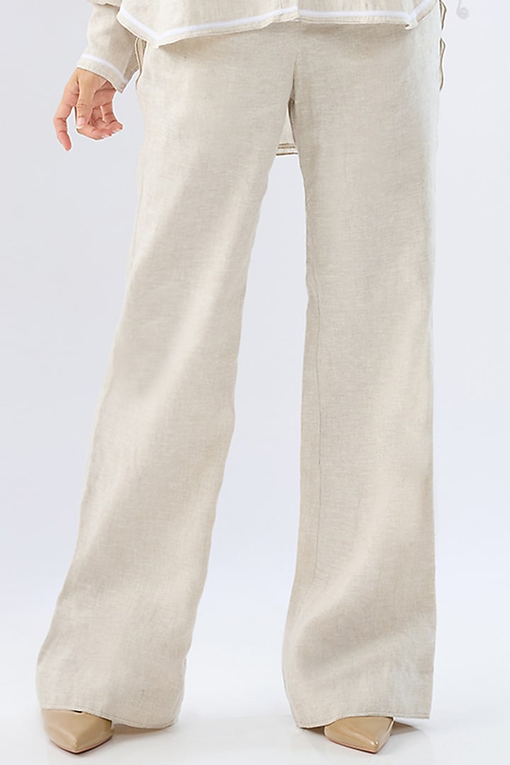 Beige Linen Co-Ord Set by Raw & Rustic by Niti Bothra at Pernia's Pop Up Shop