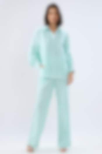 Blue Linen Co-Ord Set by Raw & Rustic by Niti Bothra at Pernia's Pop Up Shop