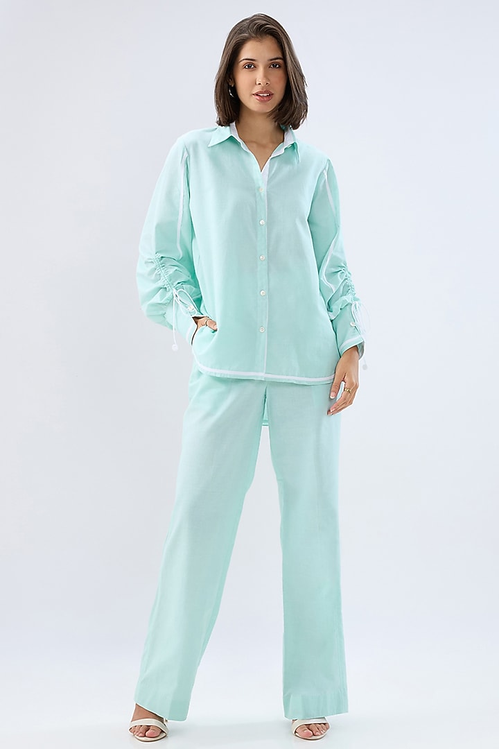 Blue Linen Co-Ord Set by Raw & Rustic by Niti Bothra at Pernia's Pop Up Shop