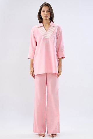 Pink Linen Co-Ord Set by Raw & Rustic by Niti Bothra