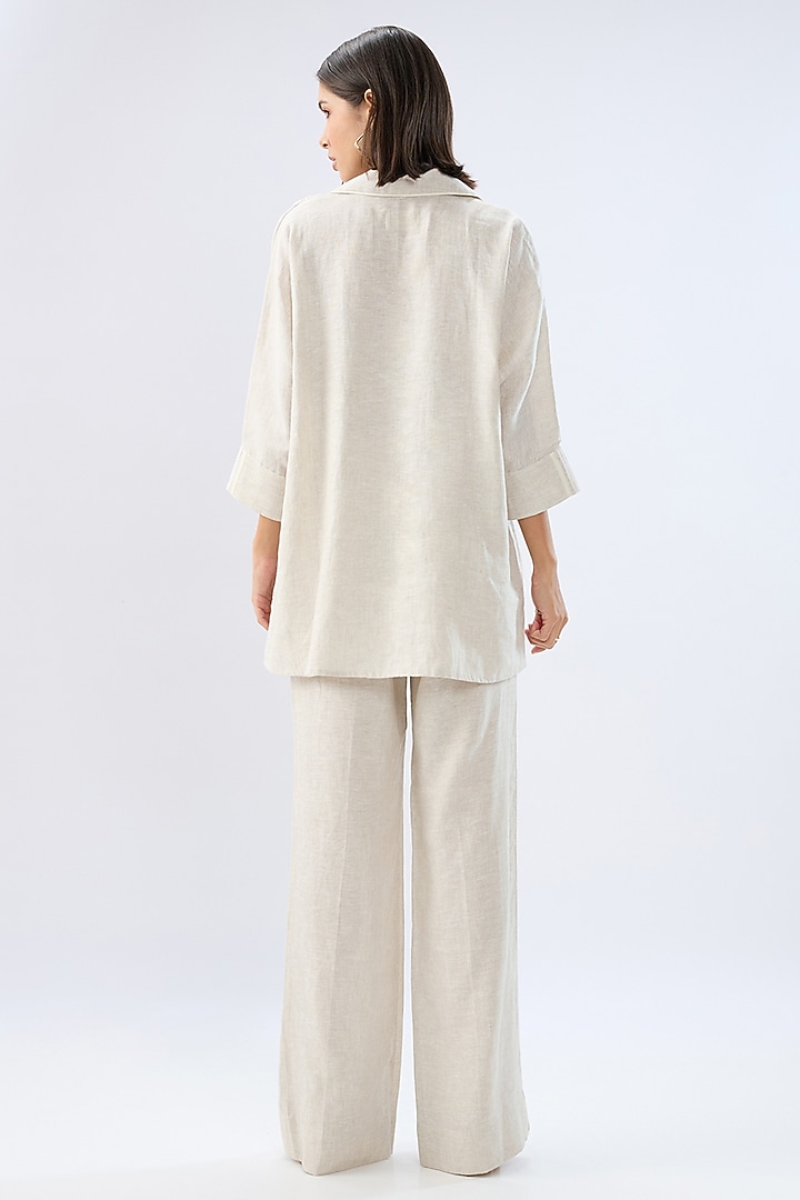 Beige Linen Co-Ord Set by Raw & Rustic by Niti Bothra at Pernia's Pop Up Shop