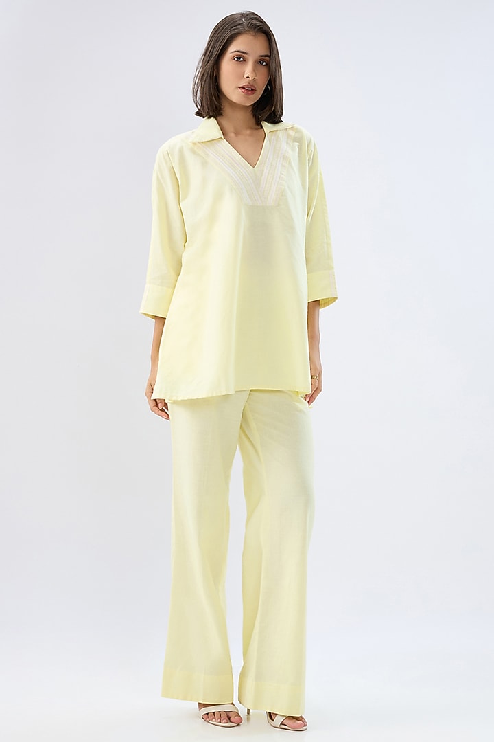 Yellow Linen Co-Ord Set by Raw & Rustic by Niti Bothra at Pernia's Pop Up Shop