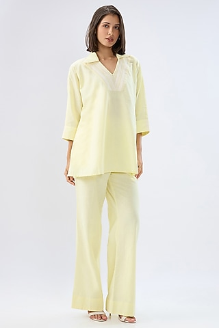 Yellow Linen Co-Ord Set by Raw & Rustic by Niti Bothra