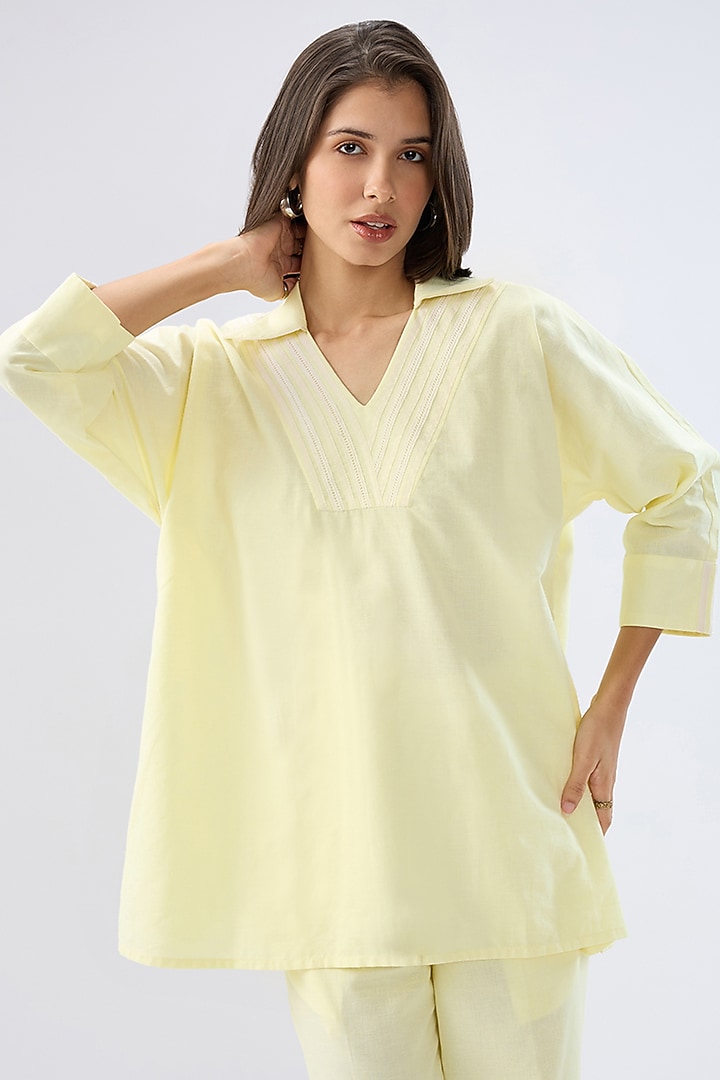 Yellow Linen Co-Ord Set by Raw & Rustic by Niti Bothra at Pernia's Pop Up Shop