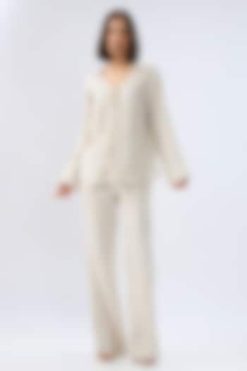 Beige Linen Tie-Up Co-Ord Set by Raw & Rustic by Niti Bothra at Pernia's Pop Up Shop