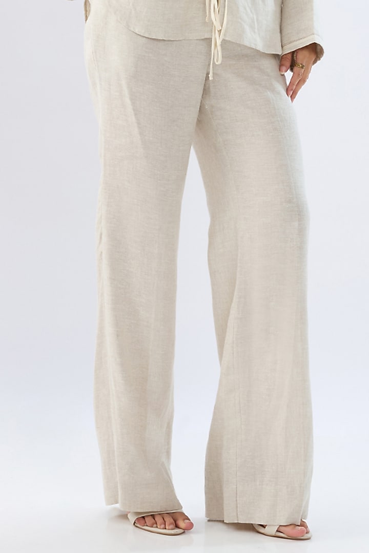 Beige Linen Tie-Up Co-Ord Set by Raw & Rustic by Niti Bothra at Pernia's Pop Up Shop