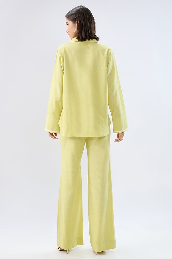 Green Linen Tie-Up Co-Ord Set by Raw & Rustic by Niti Bothra at Pernia's Pop Up Shop