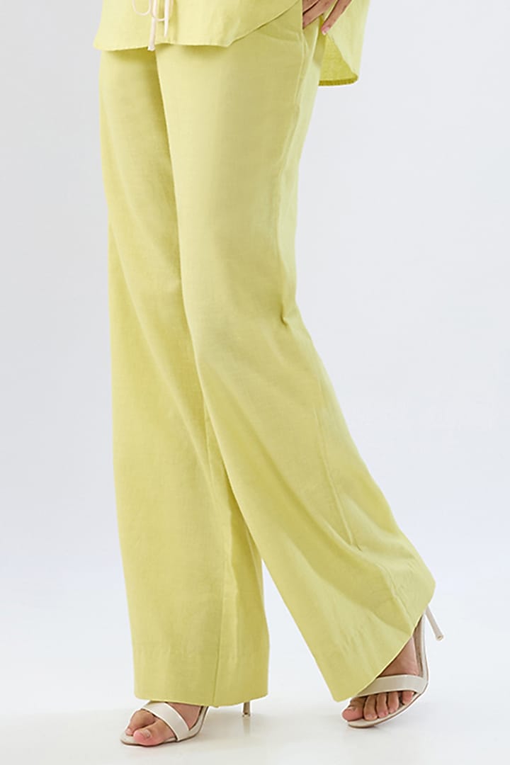 Green Linen Tie-Up Co-Ord Set by Raw & Rustic by Niti Bothra at Pernia's Pop Up Shop