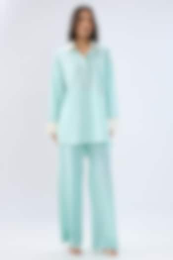 Blue Linen Co-Ord Set by Raw & Rustic by Niti Bothra at Pernia's Pop Up Shop