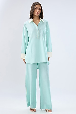 Blue Linen Co-Ord Set by Raw & Rustic by Niti Bothra
