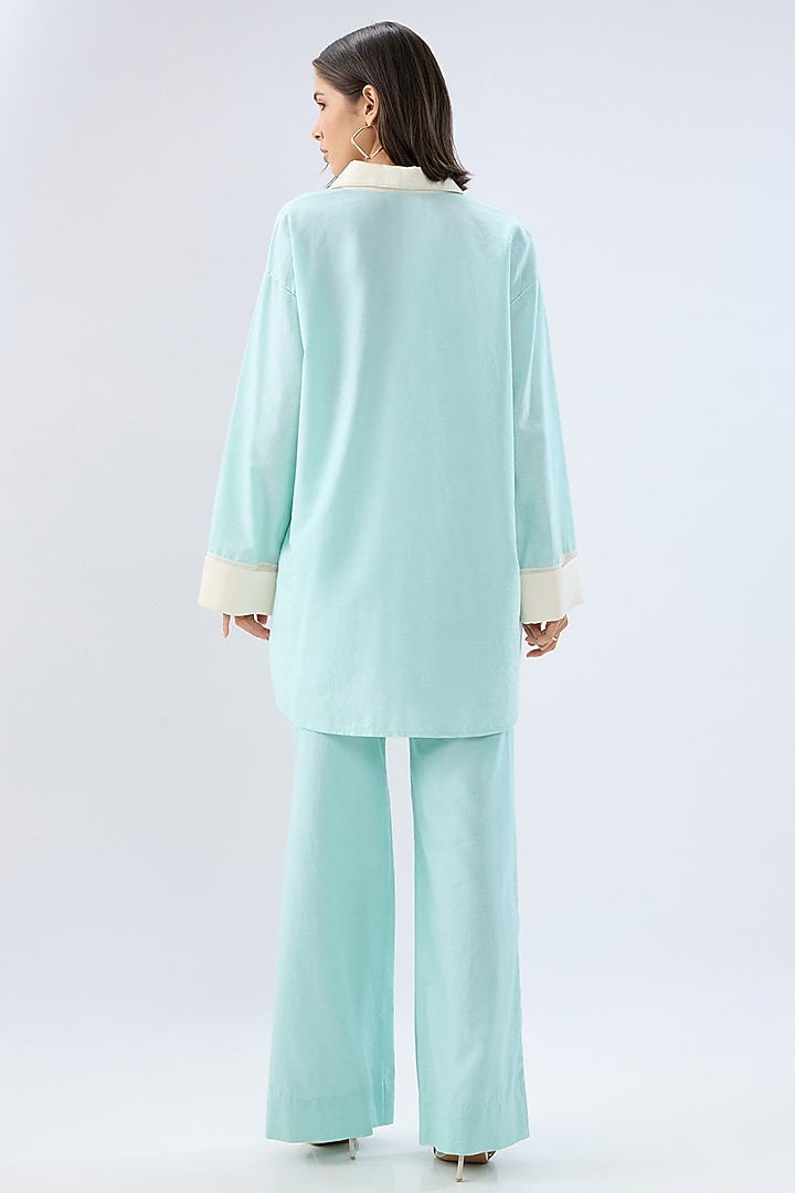 Blue Linen Co-Ord Set by Raw & Rustic by Niti Bothra at Pernia's Pop Up Shop