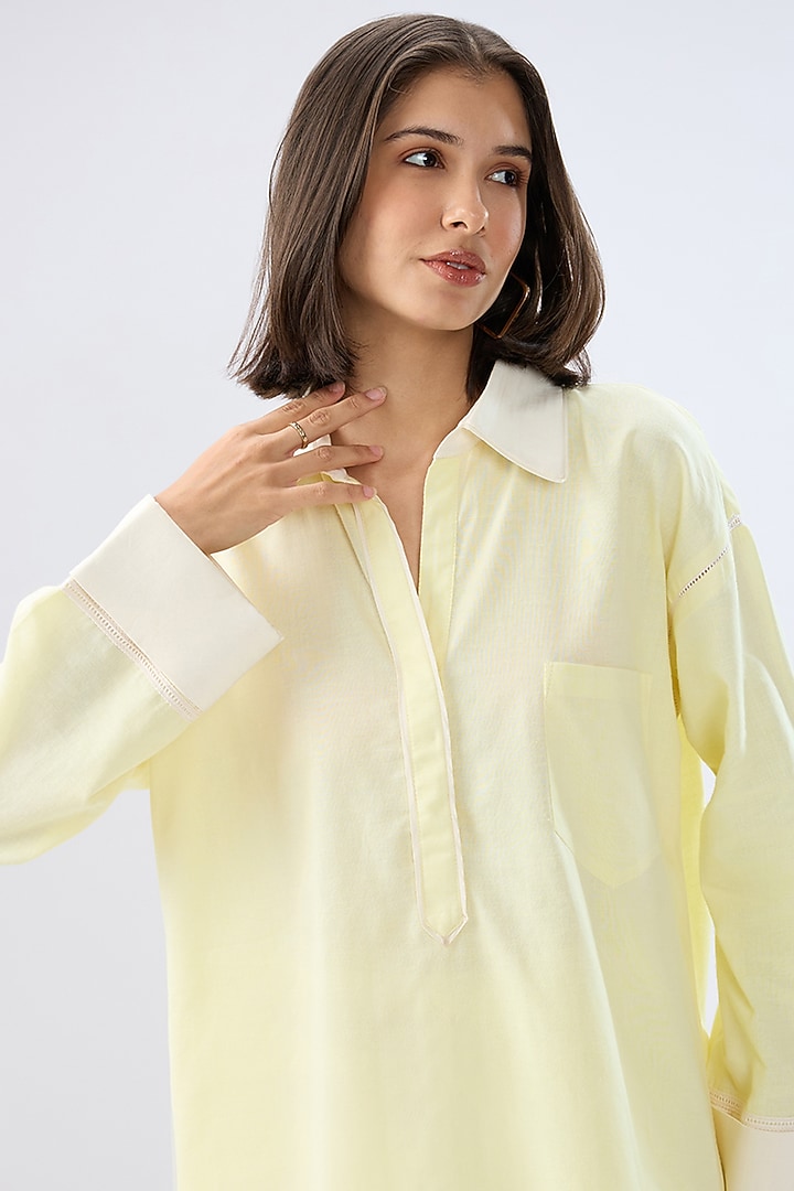 Yellow Linen Co-Ord Set by Raw & Rustic by Niti Bothra at Pernia's Pop Up Shop