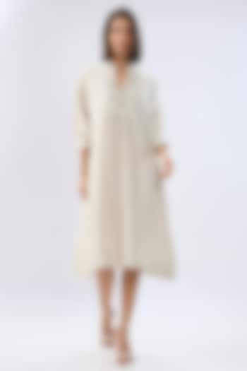 Beige Linen Midi Tunic Summer Dress by Raw & Rustic by Niti Bothra at Pernia's Pop Up Shop