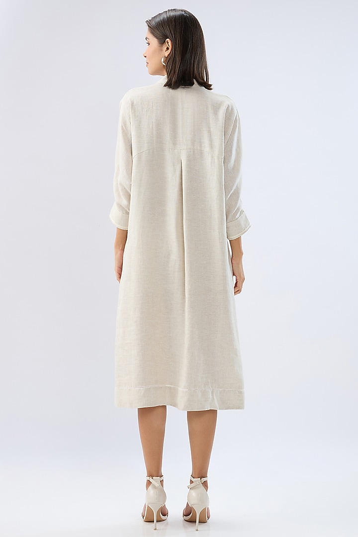 Beige Linen Midi Tunic Summer Dress by Raw & Rustic by Niti Bothra at Pernia's Pop Up Shop