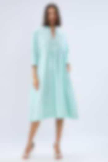 Blue Linen Midi Tunic Summer Dress by Raw & Rustic by Niti Bothra at Pernia's Pop Up Shop