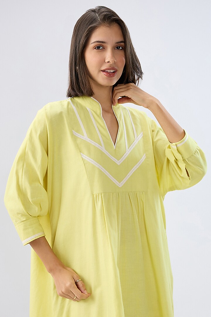 Green Linen Midi Tunic Summer Dress by Raw & Rustic by Niti Bothra at Pernia's Pop Up Shop