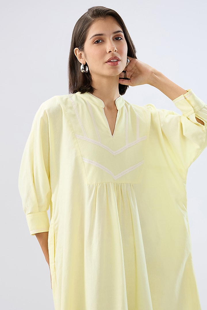 Yellow Linen Midi Tunic Summer Dress by Raw & Rustic by Niti Bothra at Pernia's Pop Up Shop