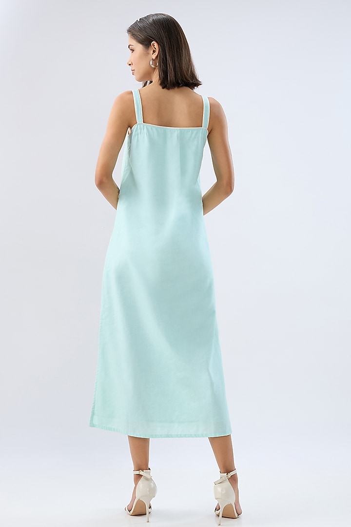 Blue Linen Midi Sleeveless Summer Dress by Raw & Rustic by Niti Bothra at Pernia's Pop Up Shop