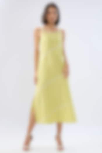 Green Linen Midi Sleeveless Summer Dress by Raw & Rustic by Niti Bothra at Pernia's Pop Up Shop