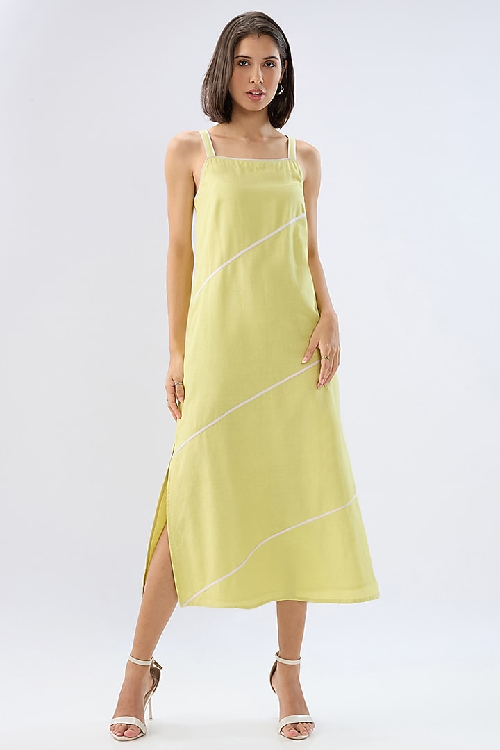 Green Linen Midi Sleeveless Summer Dress by Raw & Rustic by Niti Bothra at Pernia's Pop Up Shop