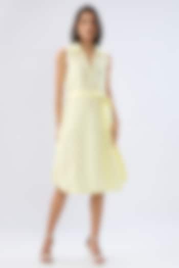 Yellow Linen Midi Sleeveless A-Line Summer Dress by Raw & Rustic by Niti Bothra at Pernia's Pop Up Shop