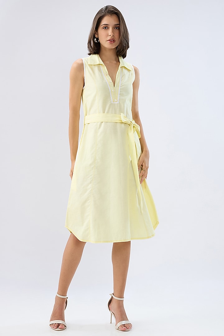 Yellow Linen Midi Sleeveless A-Line Summer Dress by Raw & Rustic by Niti Bothra at Pernia's Pop Up Shop