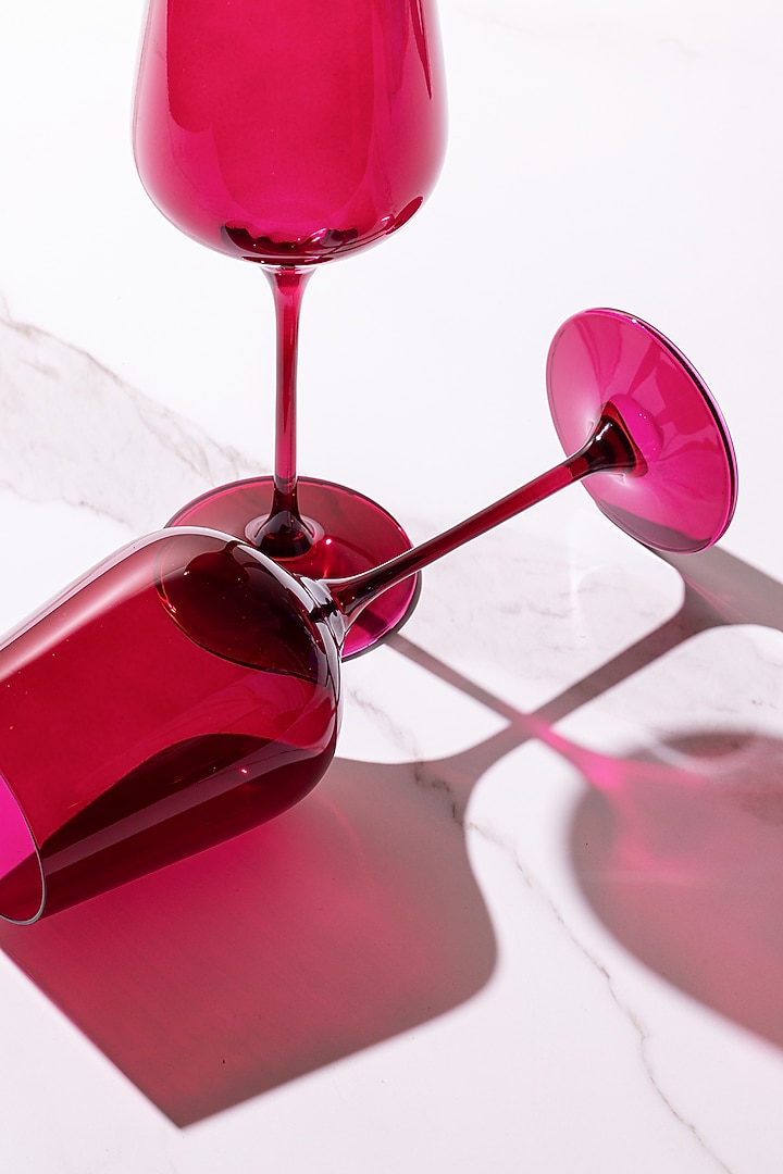 All feels Pink Magenta Lead- Free Crystalline Handcrafted Wine Glass Set by Rayt Glassware at Pernia's Pop Up Shop