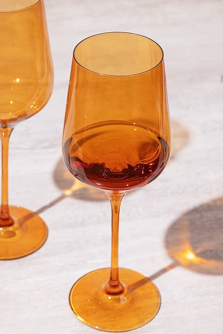 Sundowner Orange Lead- Free Crystalline Handcrafted Wine Glass Set