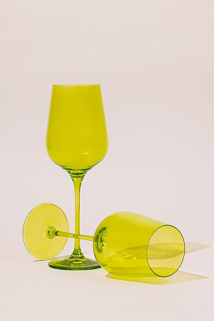 Popsicle Green Lead-Free Crystalline Handcrafted Wine Glass Set by Rayt Glassware at Pernia's Pop Up Shop