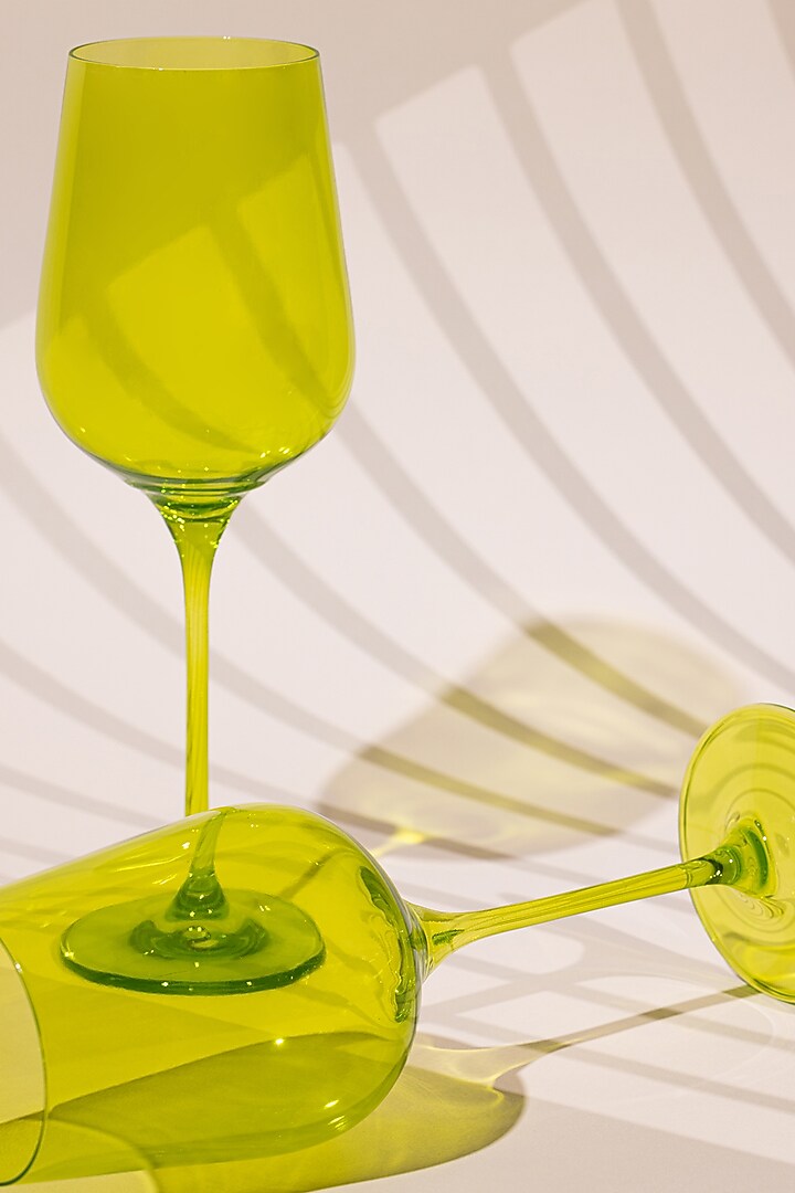 Popsicle Green Lead-Free Crystalline Handcrafted Wine Glass Set by Rayt Glassware at Pernia's Pop Up Shop