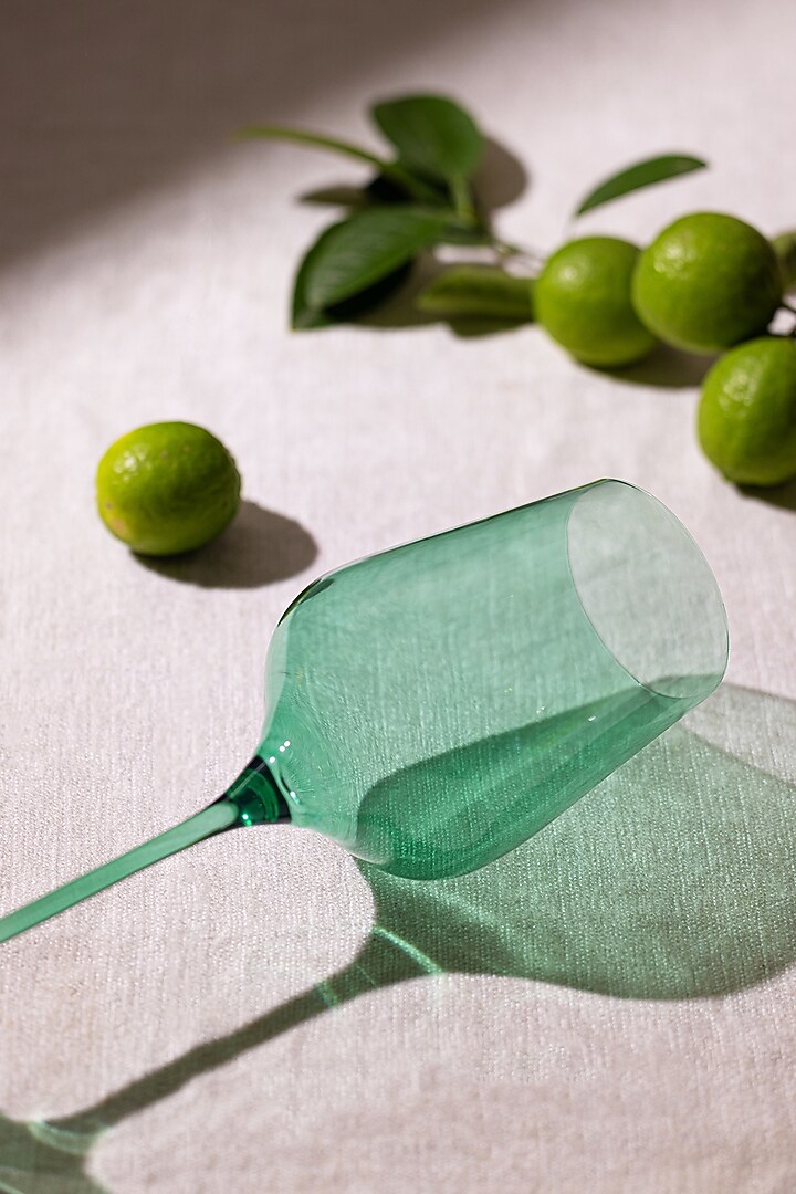 Nature Green Lead-Free Crystalline Handcrafted Wine Glass Set by Rayt Glassware at Pernia's Pop Up Shop